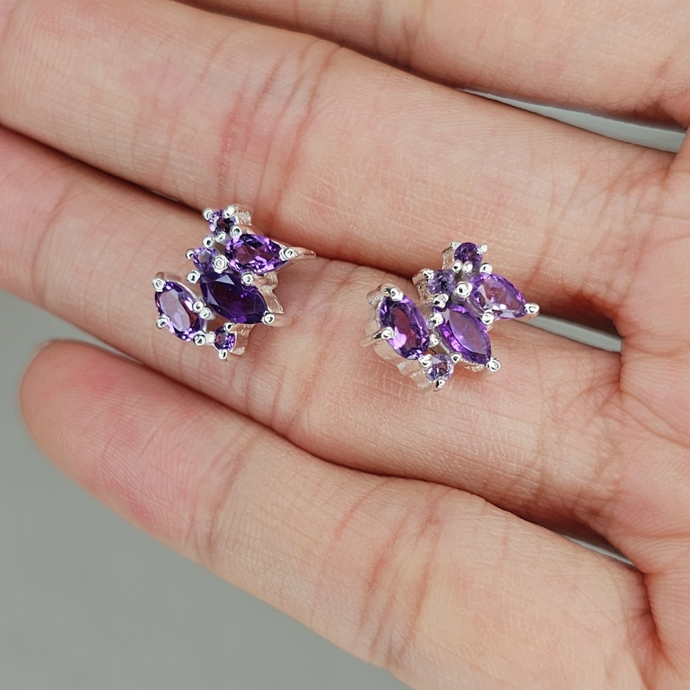 Real Amethyst Earrings New 925 New condition